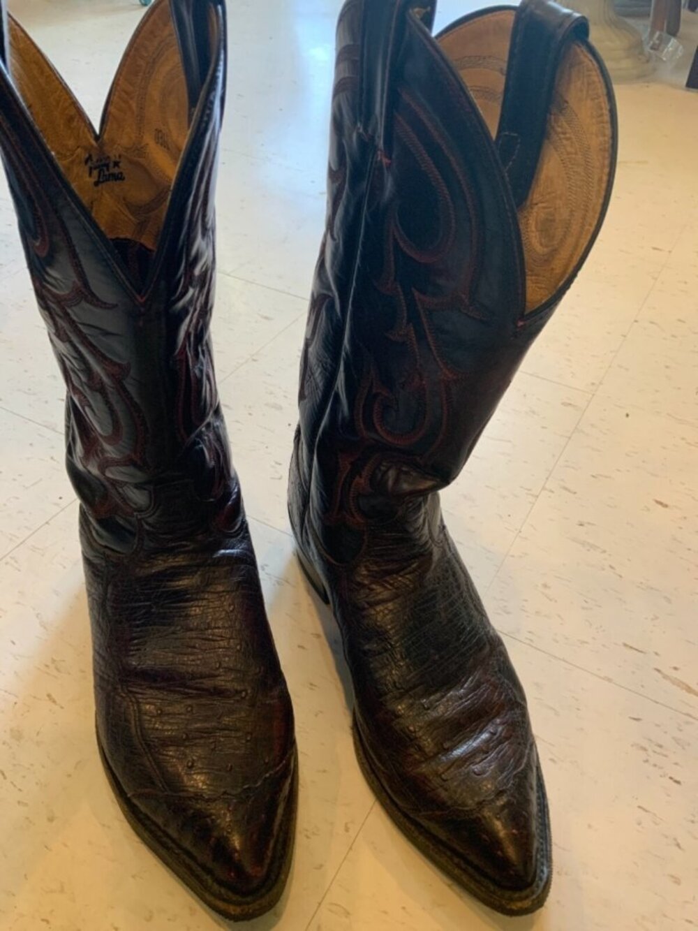 Tony Lama Full Quill Ostrich leather  Cardovon Cowboy Boots 10EE